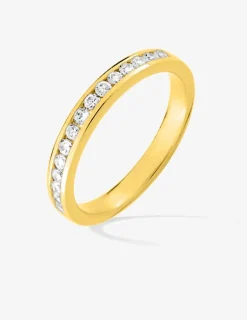Bague 2 mm serti rail plaqué or et oxydes de zirconium SO OR
