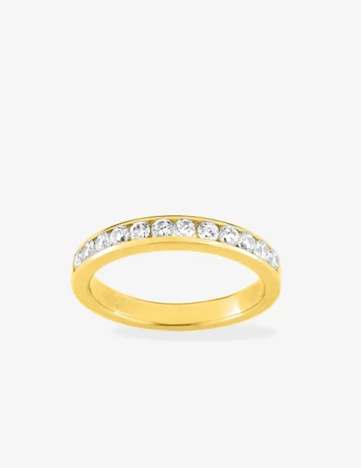 Bague 3 mm serti rail plaqué or et oxydes de zirconium SO OR