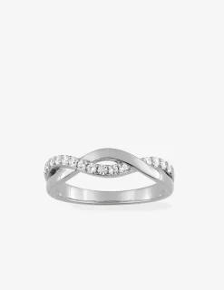 Bague 2 vagues entrelacées argent rhodié 925 ‰ et oxyde de zirconium SO OR