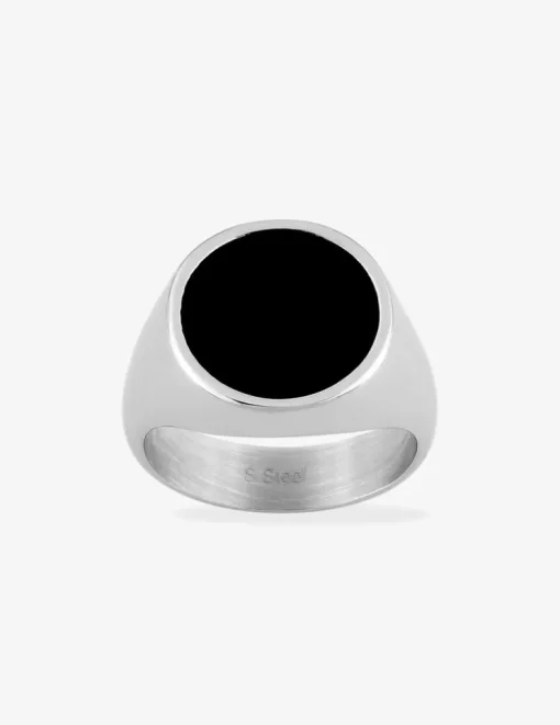 Bague acier CARGO plateau rond 16 mm en carbone noir SO OR