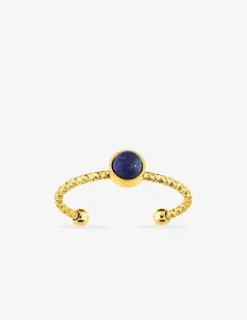 Bague acier doré, lapis-lazuli bleu SO OR