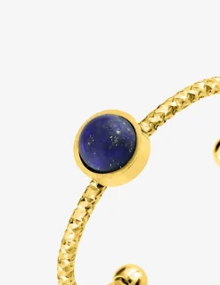 Bague acier doré, lapis-lazuli bleu SO OR