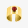 Bague acier doré rubis synthétique ajustable SO OR