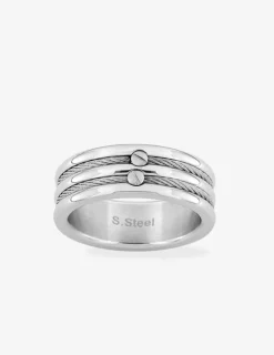 Bague acier gris avec double câble et vis SO OR