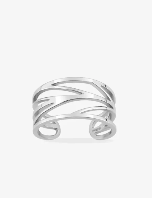 Bague acier gris motif plume tendance SO OR