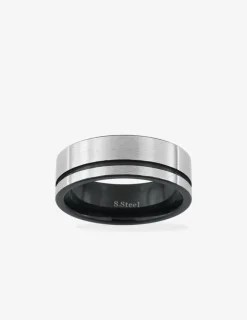 Bague acier noir et gris SO OR