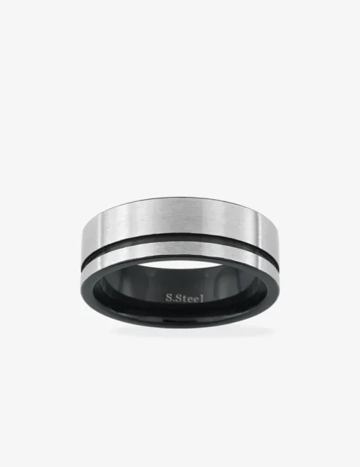 Bague acier noir et gris SO OR