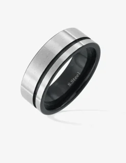 Bague acier noir et gris SO OR