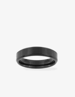 Bague acier noire style chevalière SO OR