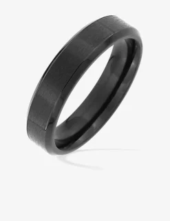 Bague acier noire style chevalière SO OR