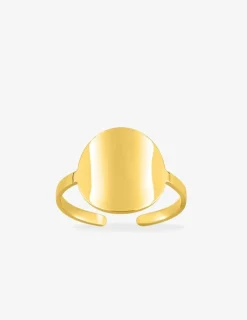 Bague ajustable en acier doré, motif rond SO OR