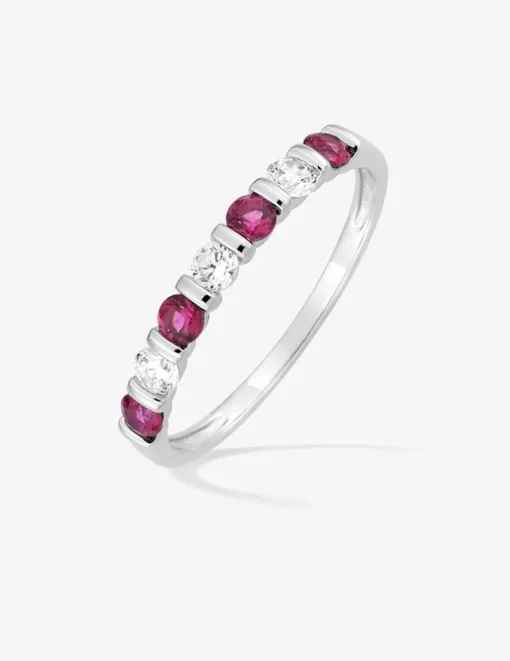 Bague alliance en argent rhodié 925‰ oxyde blanc et rose SO OR