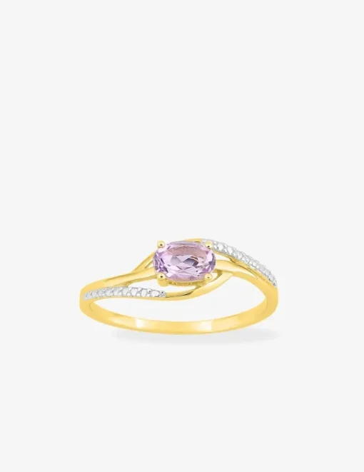 Bague améthyste et zirconium en or 375‰ SO OR