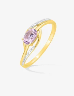 Bague améthyste et zirconium en or 375‰ SO OR