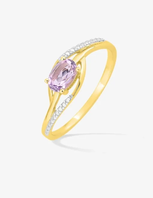 Bague améthyste et zirconium en or 375‰ SO OR
