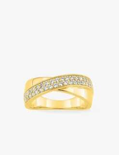 Bague anneaux 3 mm croisés plaqué or, rhodium et oxydes de zirconium SO OR