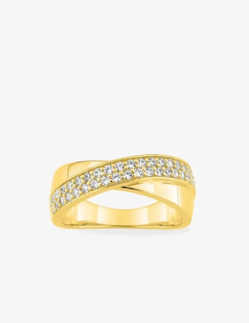 Bague anneaux 3 mm croisés plaqué or, rhodium et oxydes de zirconium SO OR
