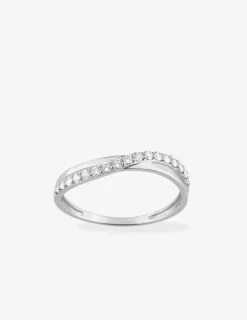 Bague anneaux croisés or blanc 750‰ et oxydes de zirconium SO OR