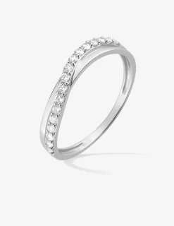 Bague anneaux croisés or blanc 750‰ et oxydes de zirconium SO OR