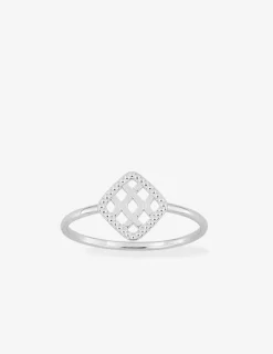 Bague argent 925 ‰ rhodié avec carré quadrillé SO OR