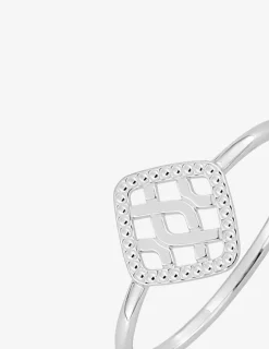 Bague argent 925 ‰ rhodié avec carré quadrillé SO OR
