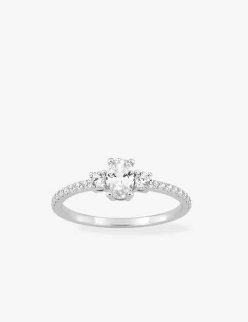 Bague argent 925 ‰ rhodié avec oxydes de zirconium blancs SO OR