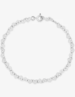 Bague argent 925 ‰ rhodié chaine forçat en forme de cœurs SO OR