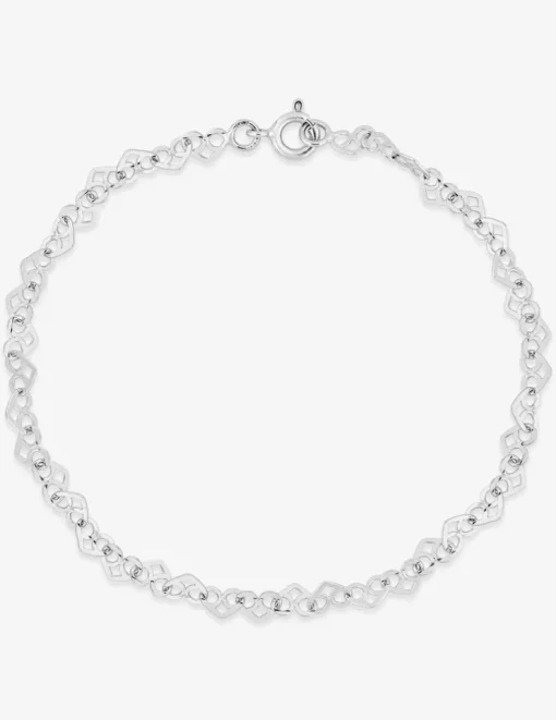 Bague argent 925 ‰ rhodié chaine forçat en forme de cœurs SO OR