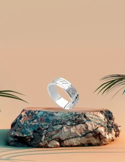 bague argent 925 ‰ rhodié ciselée SO OR