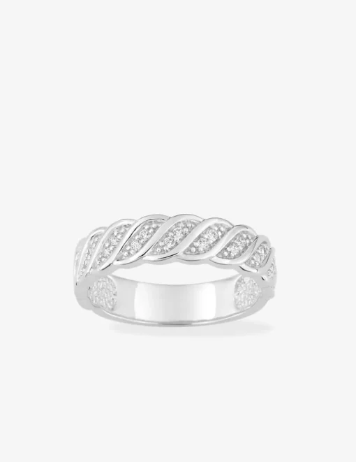 Bague argent 925 ‰ rhodié et oxydes de zirconium fantaisie SO OR