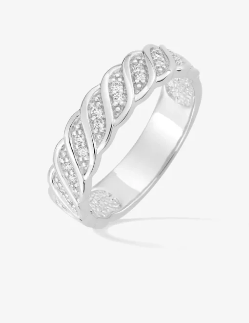 Bague argent 925 ‰ rhodié et oxydes de zirconium fantaisie SO OR