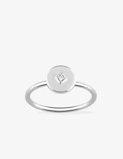 Bague argent 925 ‰ rhodié et oxyde de zirconium ronde SO OR