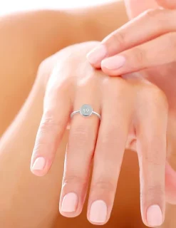 Bague argent 925 ‰ rhodié et oxyde de zirconium ronde SO OR