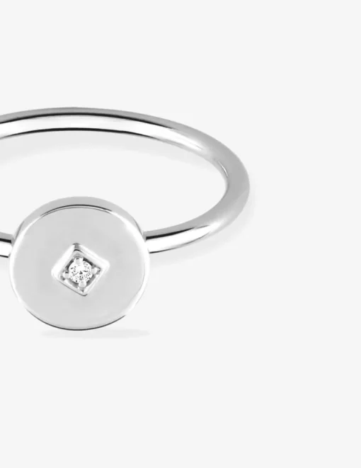 Bague argent 925 ‰ rhodié et oxyde de zirconium ronde SO OR