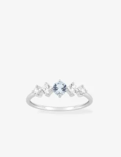 Bague argent 925 ‰ rhodié et oxydes de zirconium bleu ciel et blancs SO OR