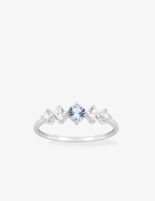 Bague argent 925 ‰ rhodié et oxydes de zirconium bleu ciel et blancs SO OR