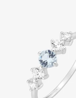 Bague argent 925 ‰ rhodié et oxydes de zirconium bleu ciel et blancs SO OR