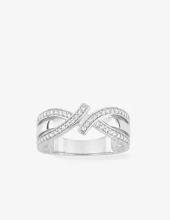 Bague argent 925 ‰ rhodié et oxydes de zirconium fantaisie SO OR