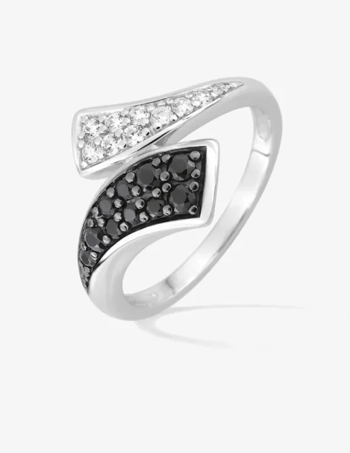 Bague argent 925 ‰ rhodié et oxydes de zirconium anneau fantaisie SO OR