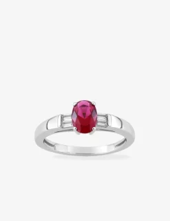 Bague argent 925‰ rhodié et oxyde de zirconium rouge SO OR
