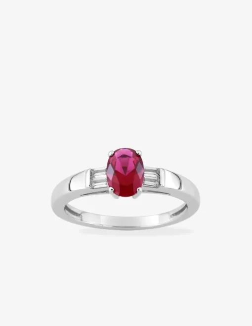 Bague argent 925‰ rhodié et oxyde de zirconium rouge SO OR