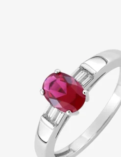 Bague argent 925‰ rhodié et oxyde de zirconium rouge SO OR
