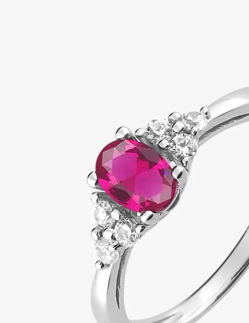 Bague argent 925‰ rhodié et oxyde de zirconium rouge SO OR