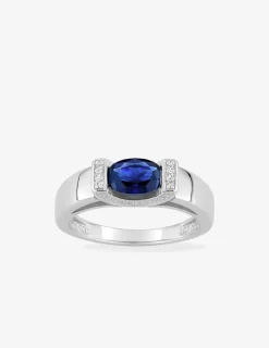 Bague argent 925‰ rhodié et oxyde de zirconium bleu SO OR