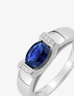 Bague argent 925‰ rhodié et oxyde de zirconium bleu SO OR