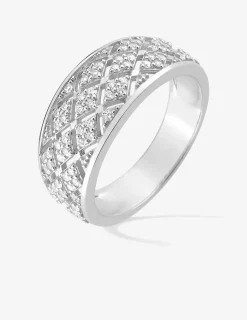 Bague argent 925‰ rhodié losanges pavage oxydes de zirconium SO OR