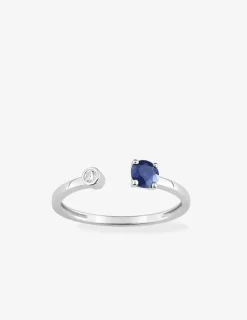 Bague argent 925‰ rhodié oxyde de zirconium bleu serti griffes et blanc serti clos SO OR