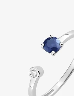 Bague argent 925‰ rhodié oxyde de zirconium bleu serti griffes et blanc serti clos SO OR