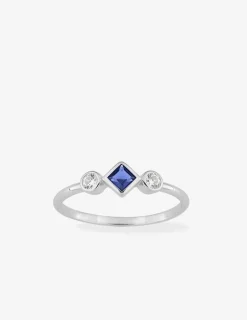 Bague argent rhodié 925 ‰ avec oxyde de zirconium bleu et blanc SO OR