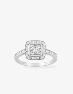 Bague argent rhodié 925 ‰ et oxyde de zirconium carré double SO OR
